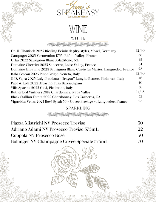 Menu Yana's Speakeasy - 4