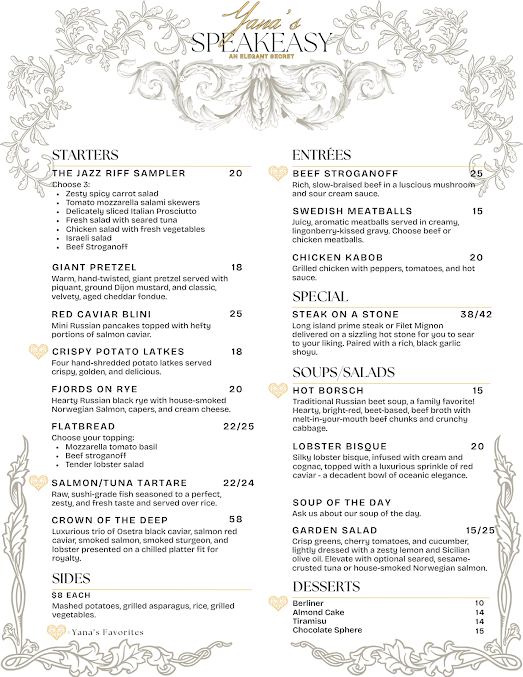 Menu Yana's Speakeasy - 5