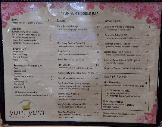 Menu Yum Yum Noodle Bar Woodstock - 3