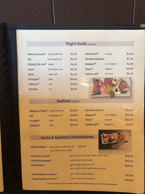 Menu Zen Zen Sushi And Teriyaki - 1