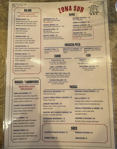 Menu Zona Sur Bar Bistro - 5