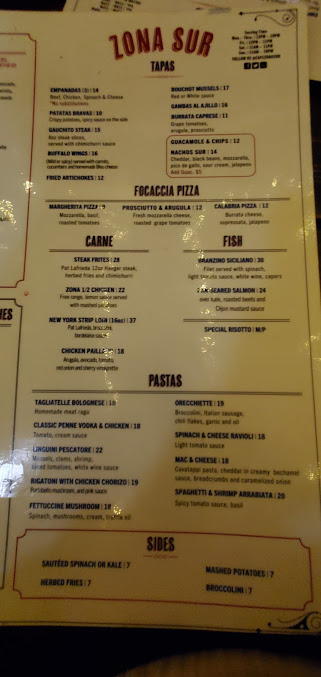 Menu Zona Sur Bar Bistro - 7