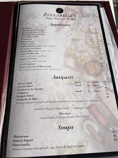 Menu Zuccarellis Italian Restaurant And Bar - 0